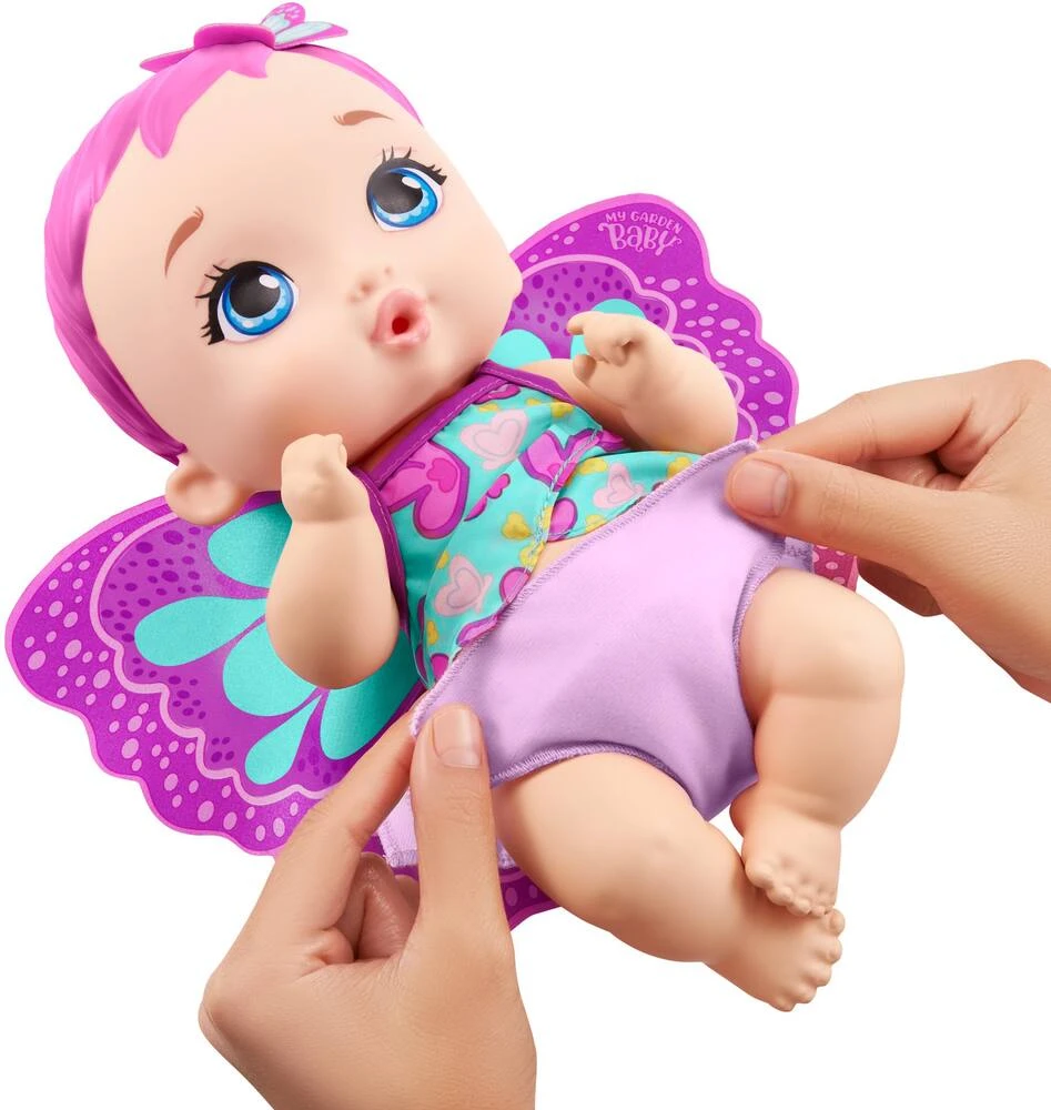 MATTEL MY GARDEN BABY - POUPON BÉBÉ PAPILLON ROSE BOIT ET FAIT PIPI – Image 3