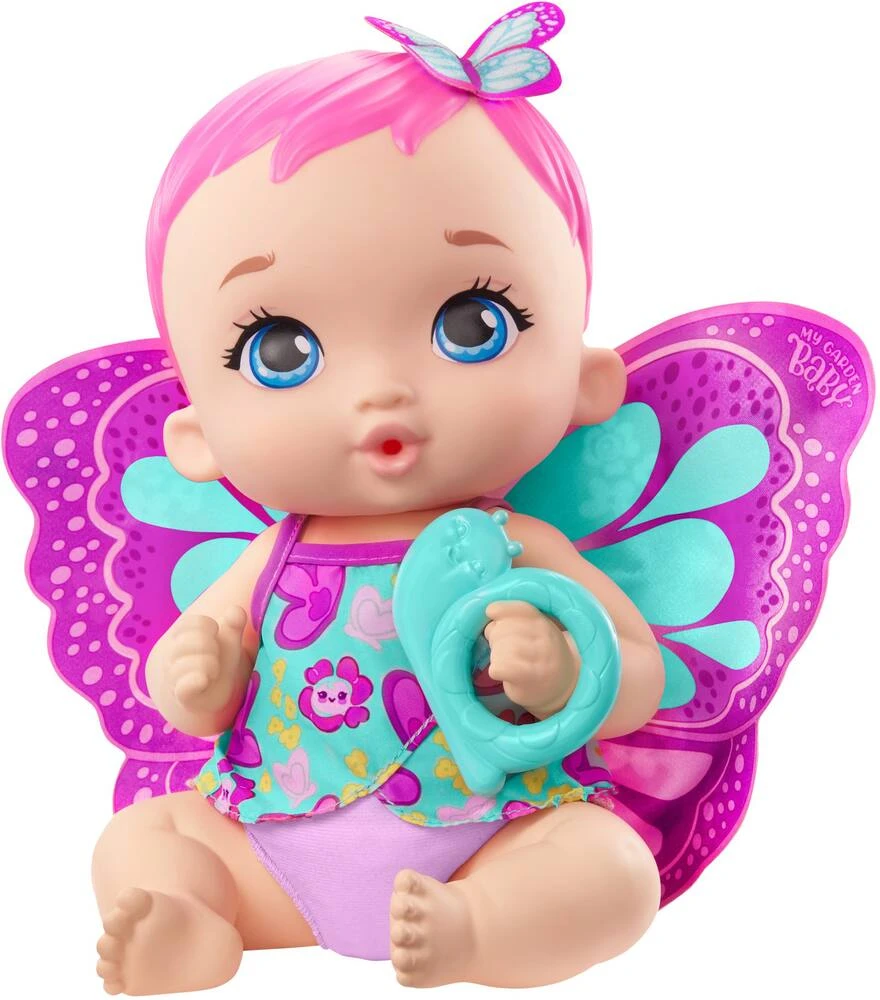 MATTEL MY GARDEN BABY - POUPON BÉBÉ PAPILLON ROSE BOIT ET FAIT PIPI