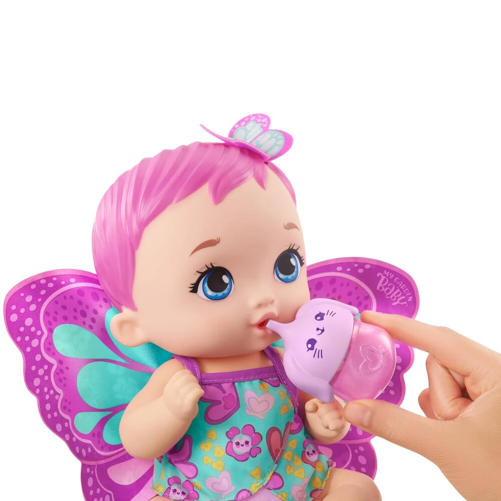 MATTEL MY GARDEN BABY - POUPON BÉBÉ PAPILLON ROSE BOIT ET FAIT PIPI – Image 4